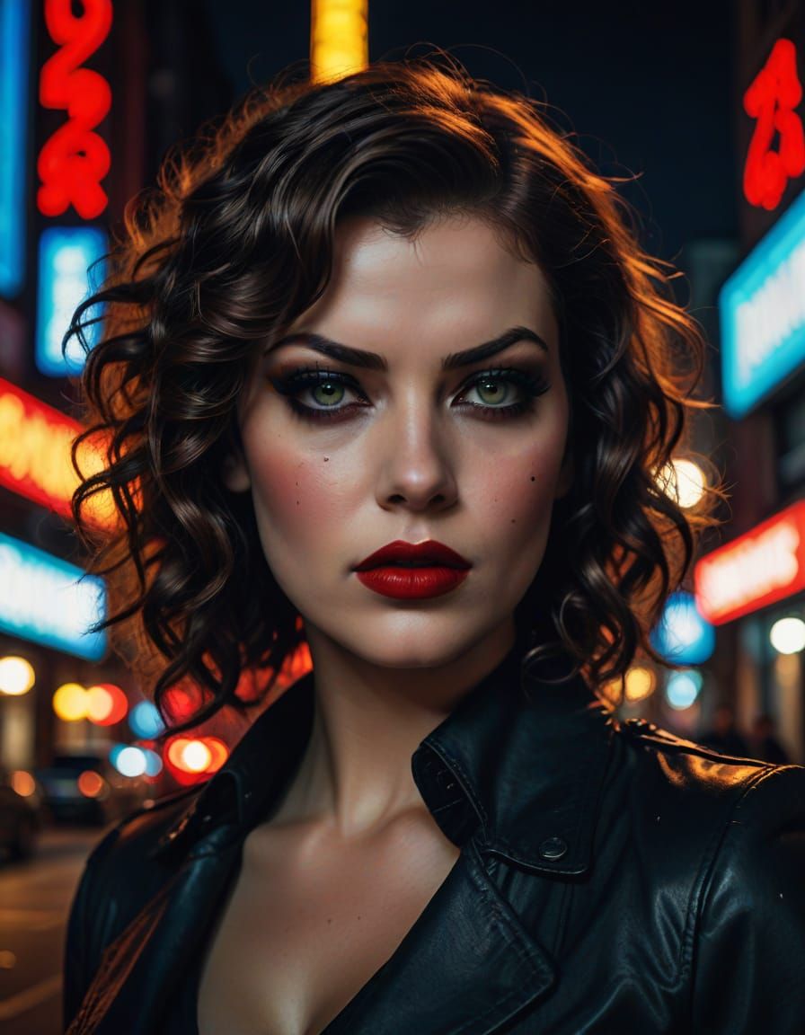 Glamour Model in Film Noir Style Magazine Cover