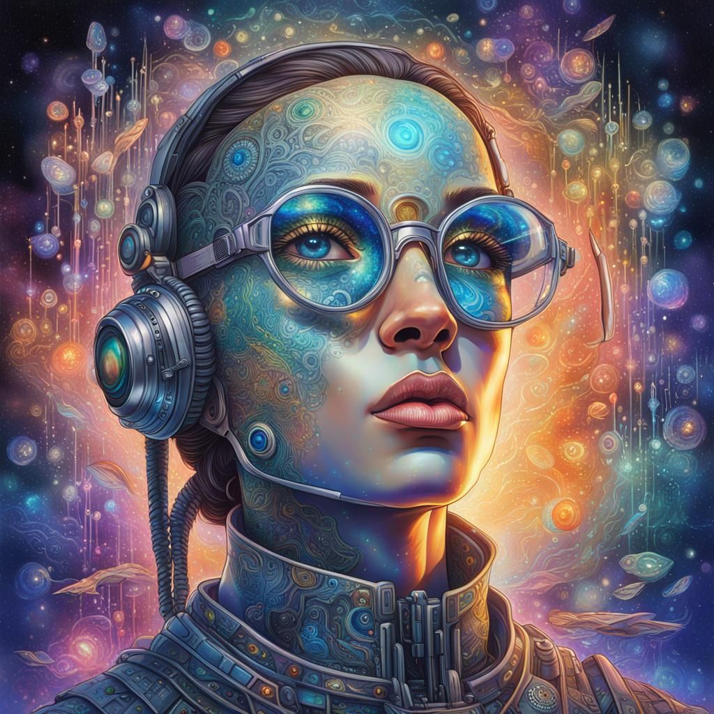 AI Human Portrait with Holographic Glasses