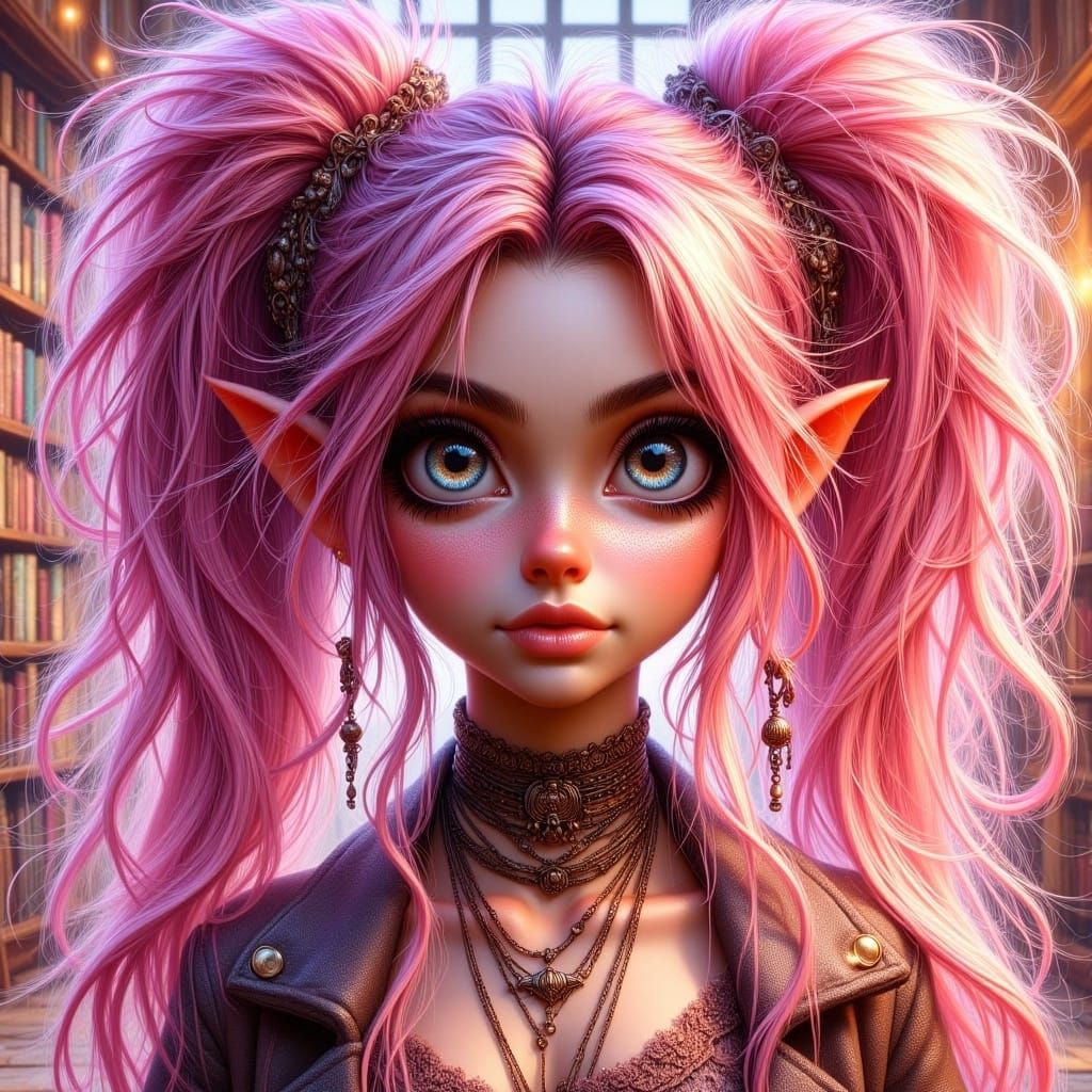 <lora:Punky Pixies:1.0> Beautiful woman with long pink hair ...