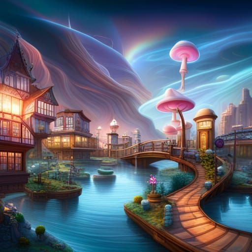 Enchanting Cotton Candy Fantasy Landscape in 3D
