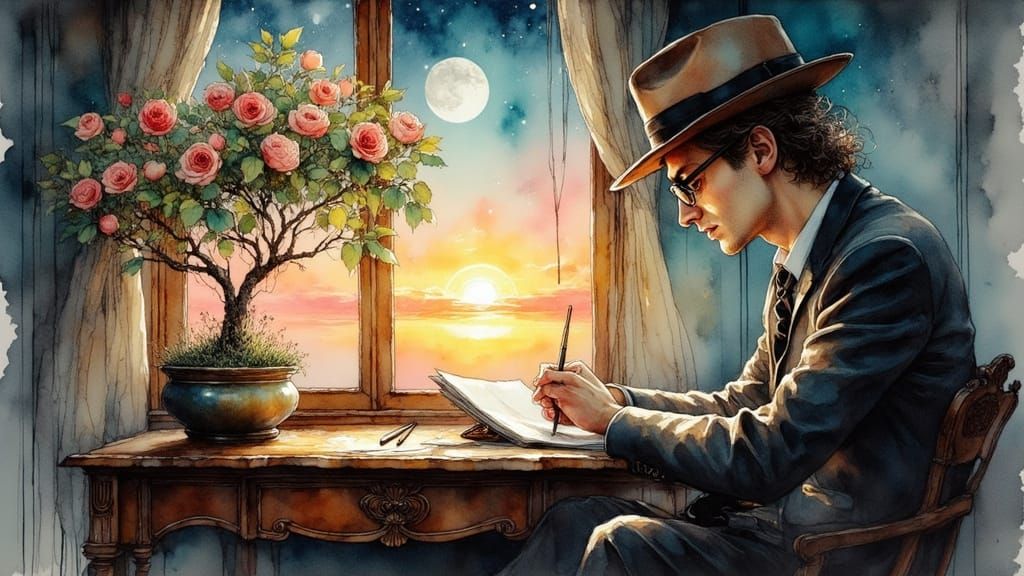 Ethereal Artist in Dreamy Watercolor Style