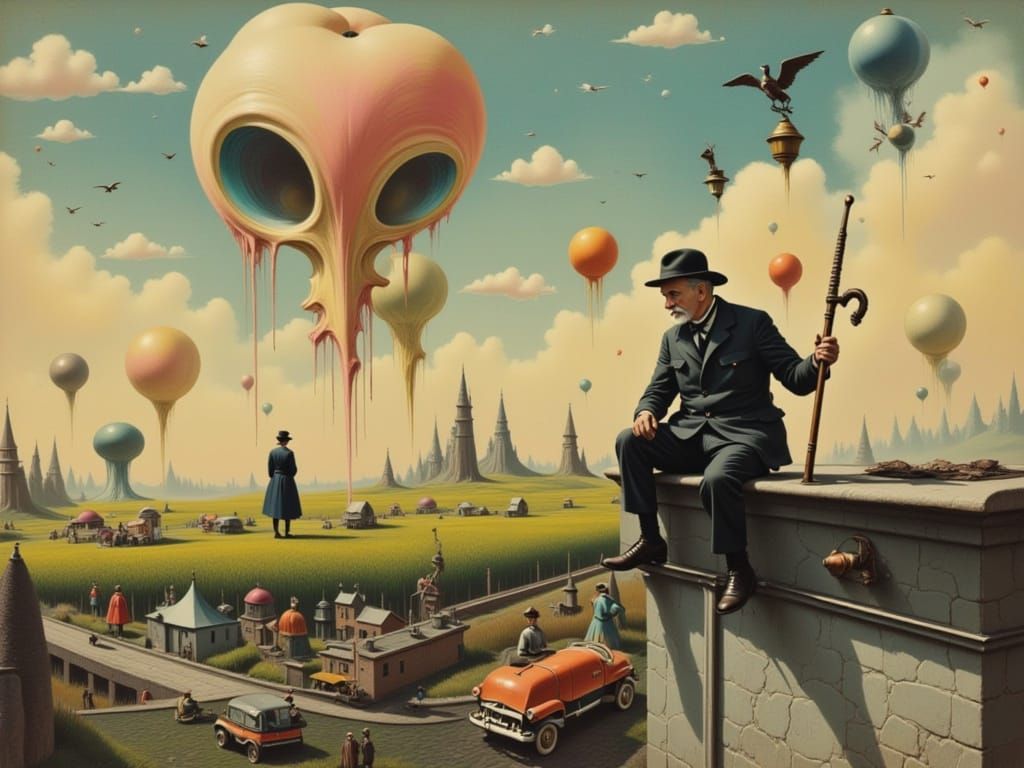 Adenauer on the Wall: A Surreal Dali-esque Scene