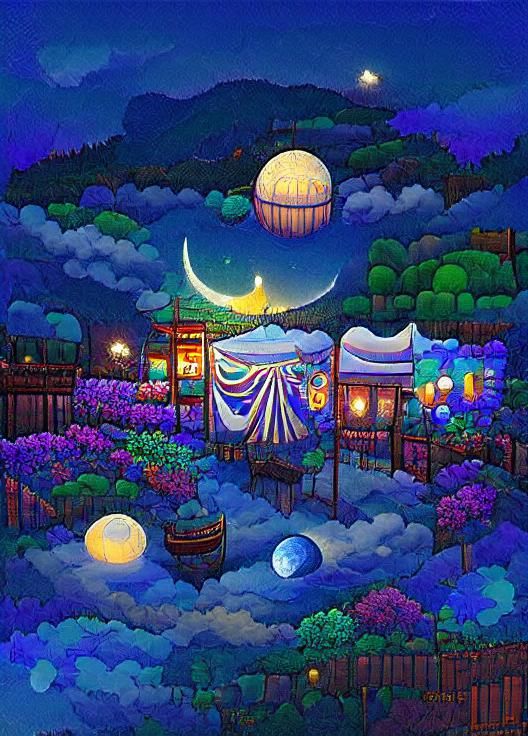 Moonlit Carnival in 2D Vector Style