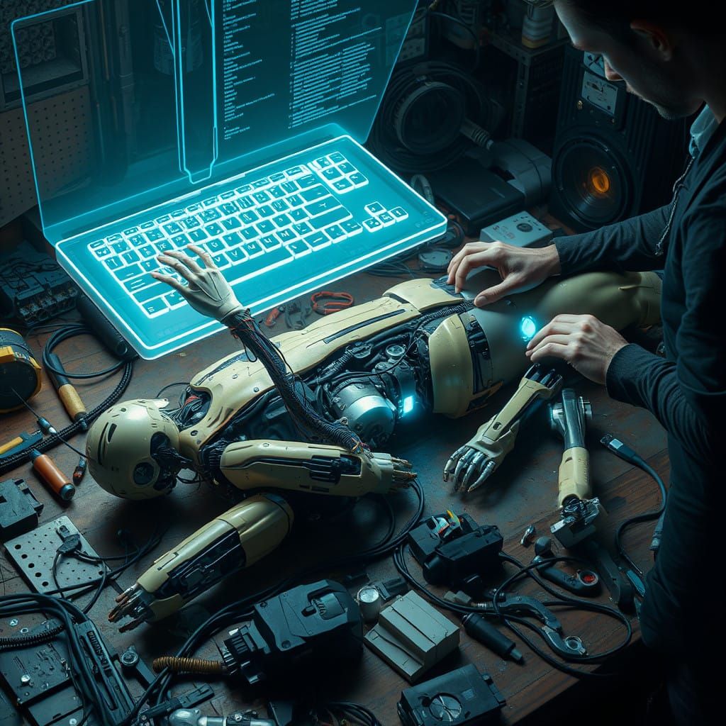 Cyberpunk Android Overhaul in Industrial Futurism