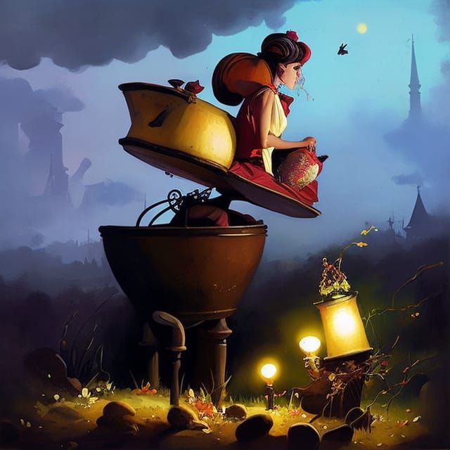 Hyperrealistic Miss Muffet Scene in Vibrant Colors