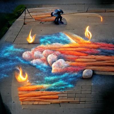 Fiery Sky Chalk Art Illustration