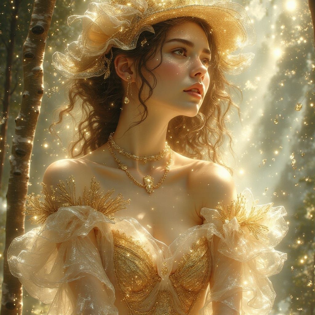 Ethereal Porcelain Woman in Art Nouveau Style