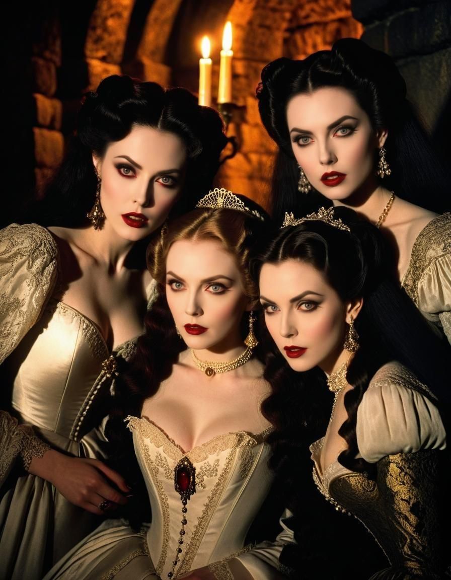 Alluring Brides of Dracula in Gothic Setting