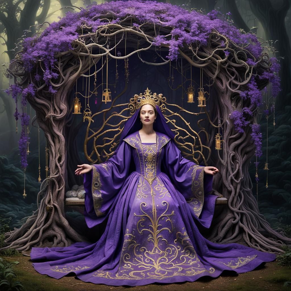 Fairy Godmother in Iridescent Treehouse, Surreal Digital Art