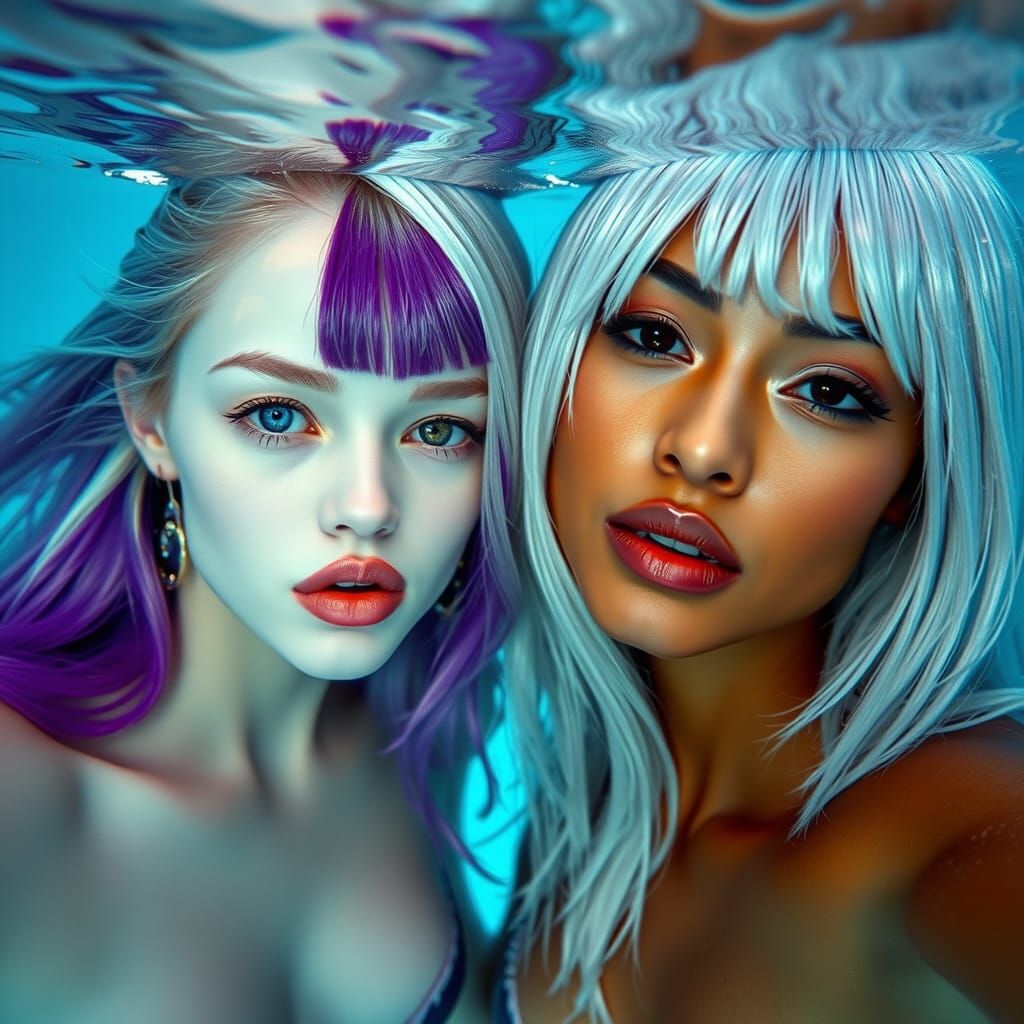 Cyberpunk Underwater Portrait of Two Women