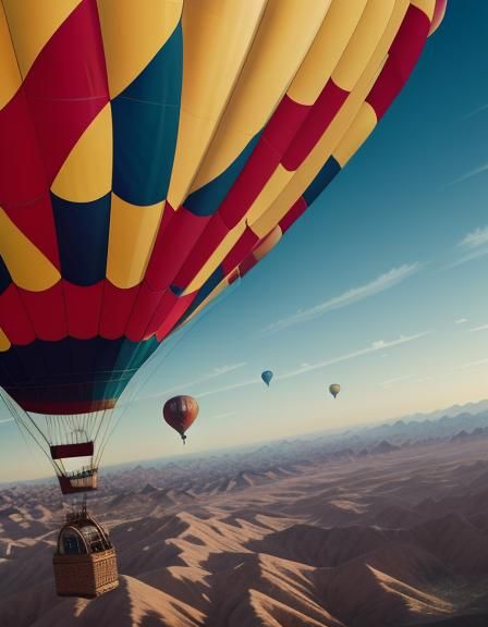 Vibrant Hot Air Balloon Soars in the Sky