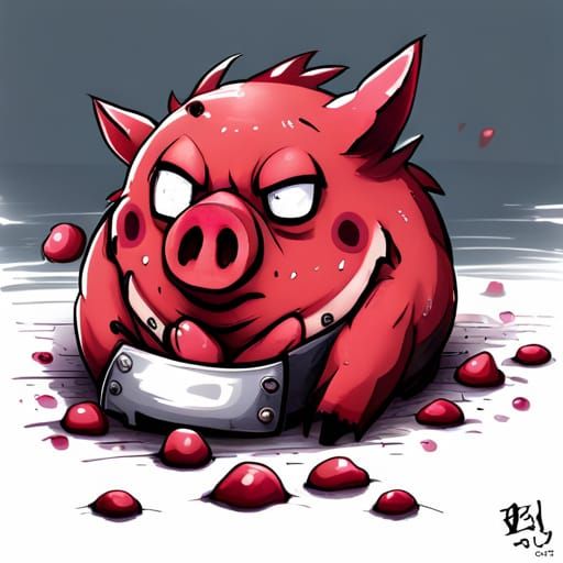 Filthy Red Pig in Anime Manga Style