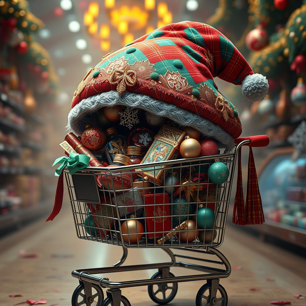 Extravagant Christmas Cart Overflowing with Treasures