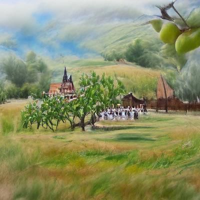 Idyllic Czech Village Orchard: Oil and Sketch