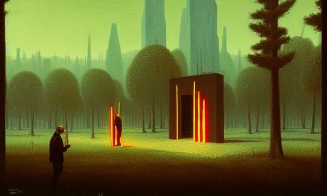 Hell Portal in City Park: Pop Art Landscape