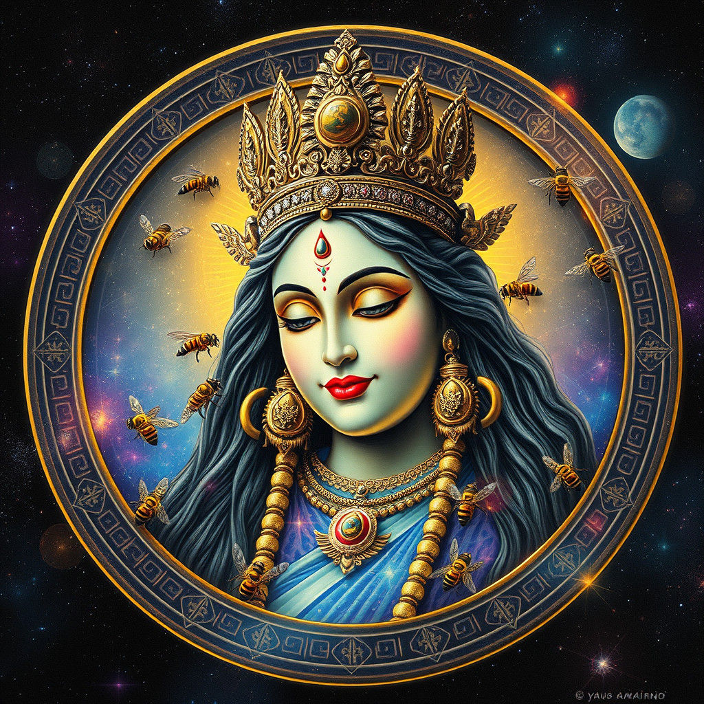 Da Vinci Style Bee Goddess Portrait