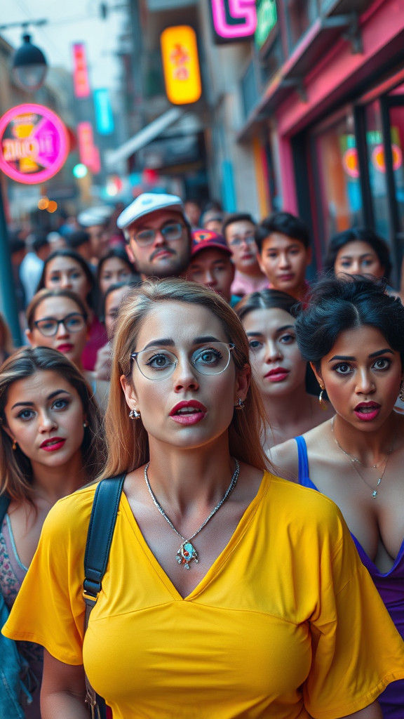 Neon Crowd Scene in High Resolution