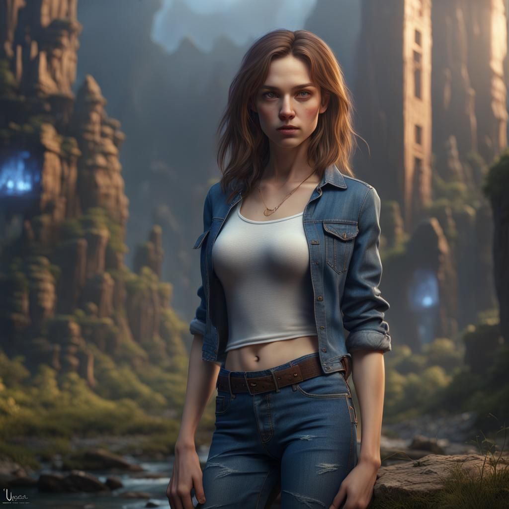 Girl in Blue Jeans, Fantasy Art