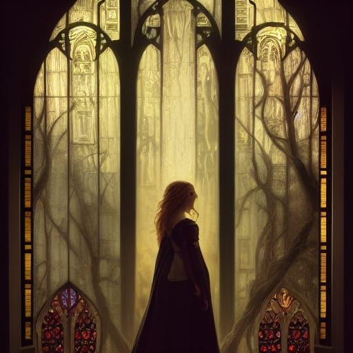 Golden-Haired Girl in Armor: Gothic Art Portrait