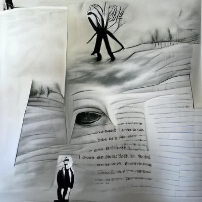 Slenderman Storybook Illustration in Black and White