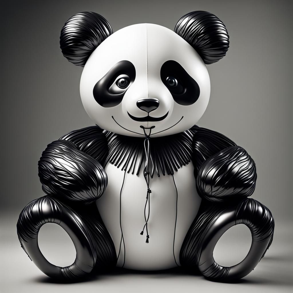 Hyperrealistic Panda Balloon Animal in HDR