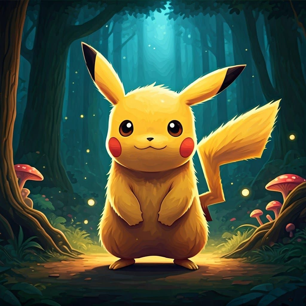 Pikachu Embodied Heroism in Vibrant Forest Realm