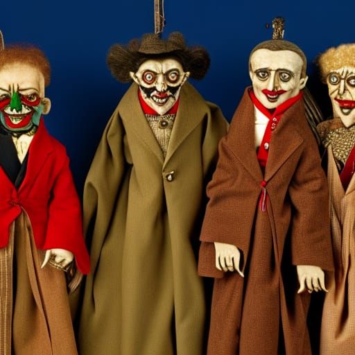 Funny Vampire Puppets Meeting in Naive Zombiecore Style