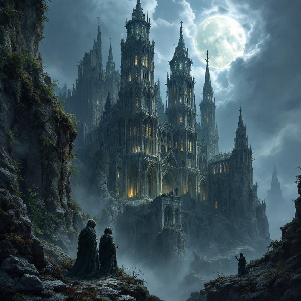 Cliffside Cathedral with Shattered Stained Glass in Fantasy ...