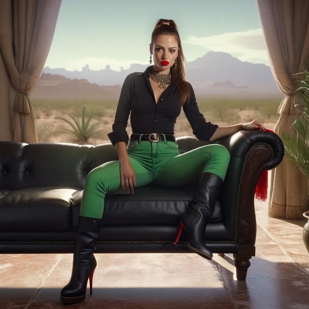 Beautiful Woman in Arizona Desert Mansion