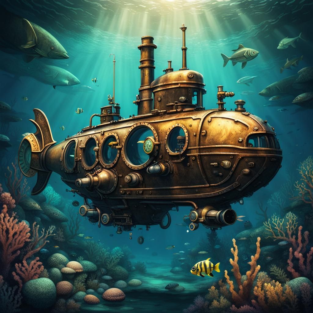Steampunk Submarine Explores Ocean Depths