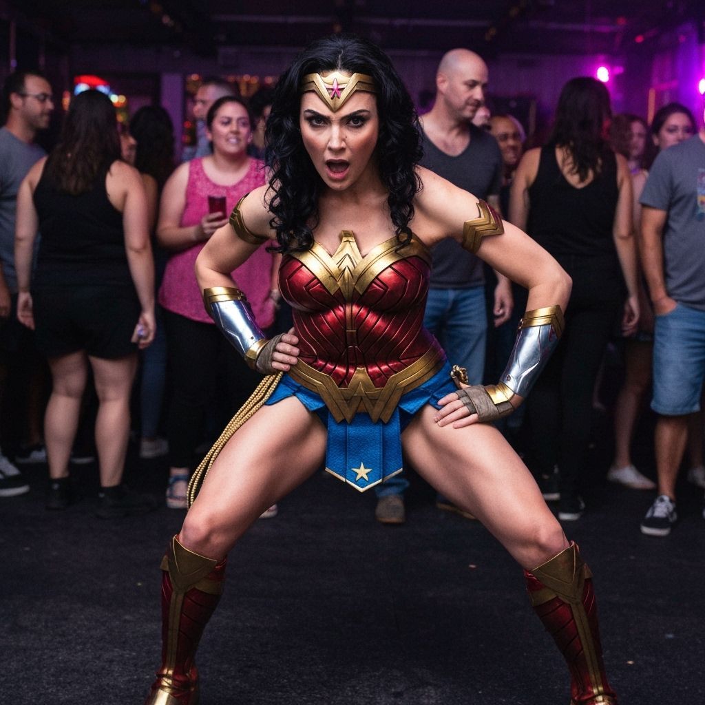Big Barda as Wonder Woman at Costume Party
