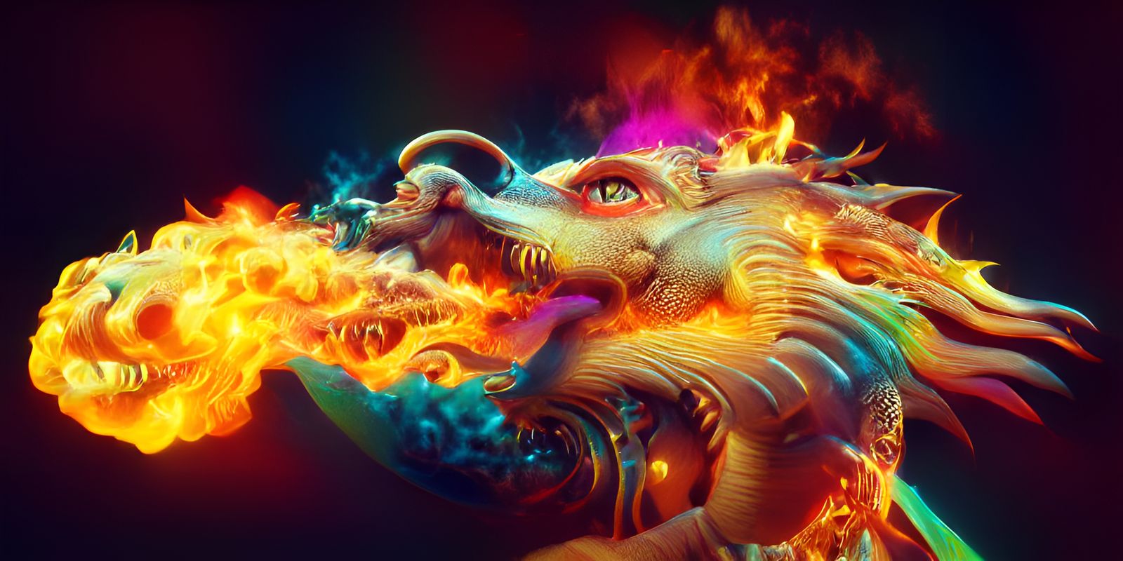 Psychedelic Fire Dragon Artstation Unreal Engine