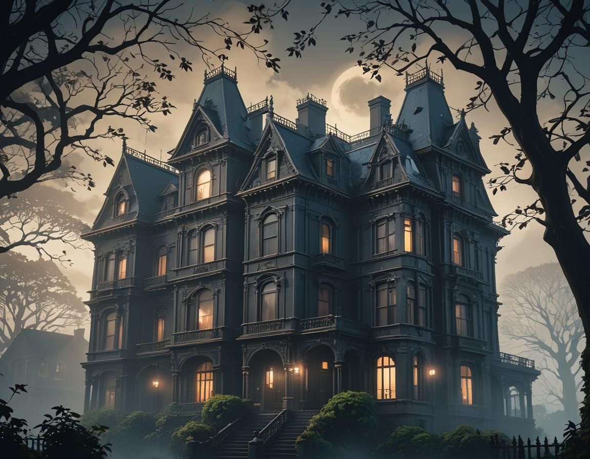 Mystical Victorian Mansion in Anime Style