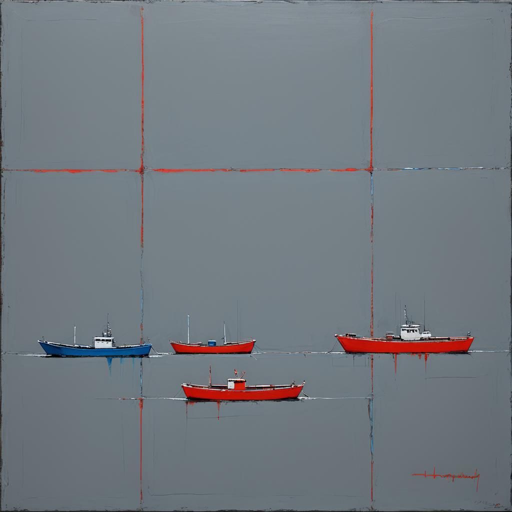 Abstract Boats in Rothko-esque Color Field Painting