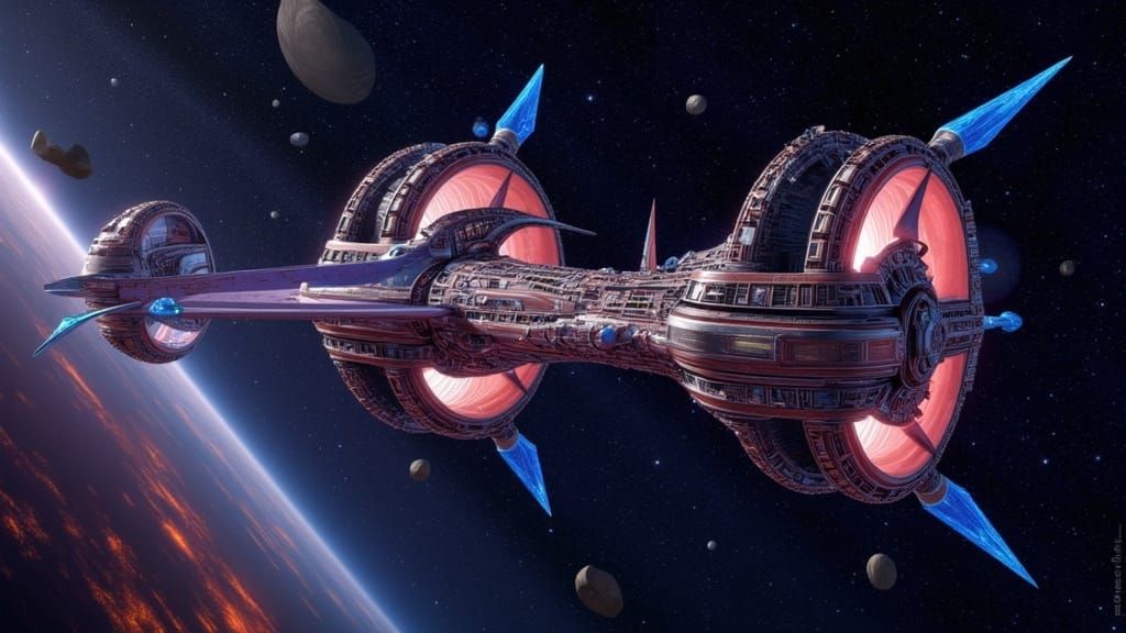 Cosmicpunk Star Batship in Dark Fantasy Aesthetic