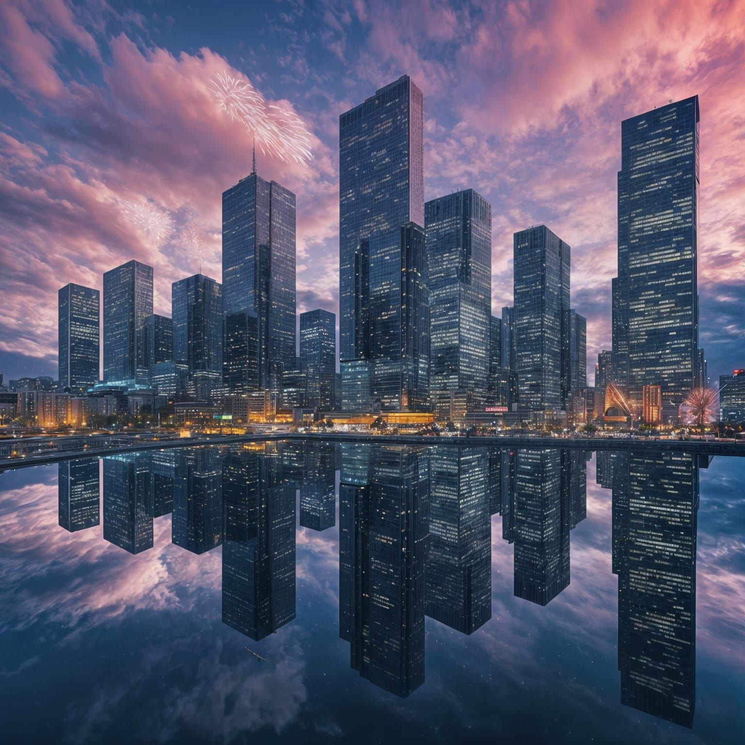 Surreal Cityscape Reflected in a Mirror World