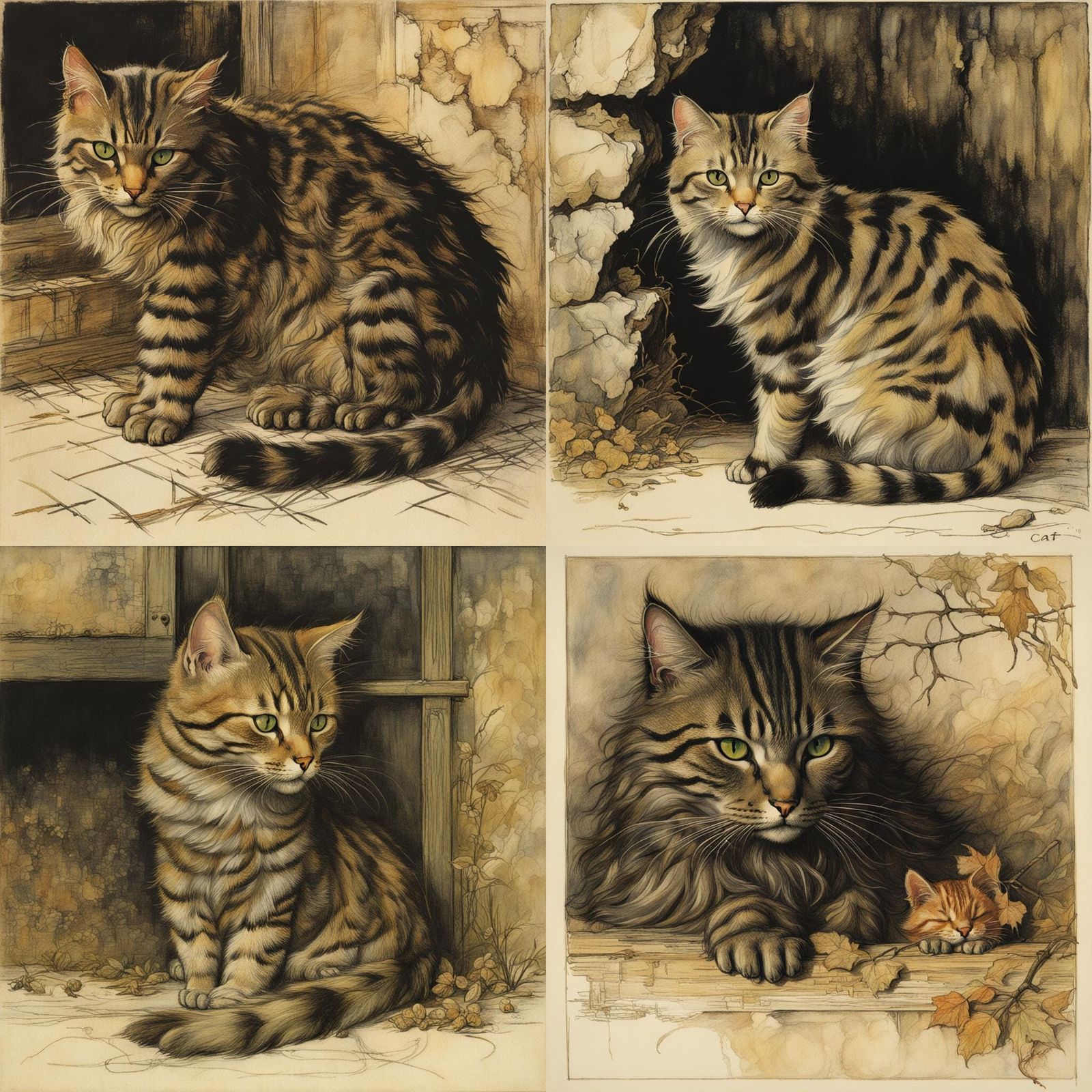 Cat Portrait Inspired by Golden Age Illustrators