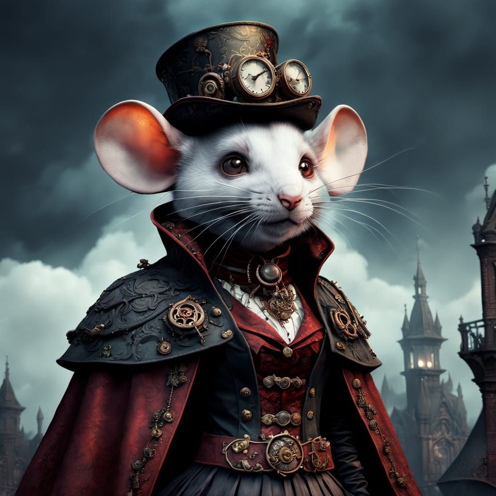 Steampunk Vampire Mouse in Victorian Outfit