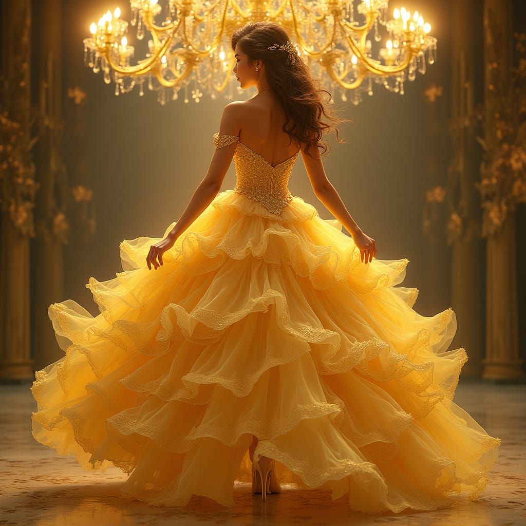 Princess in Gown, Art Nouveau Style