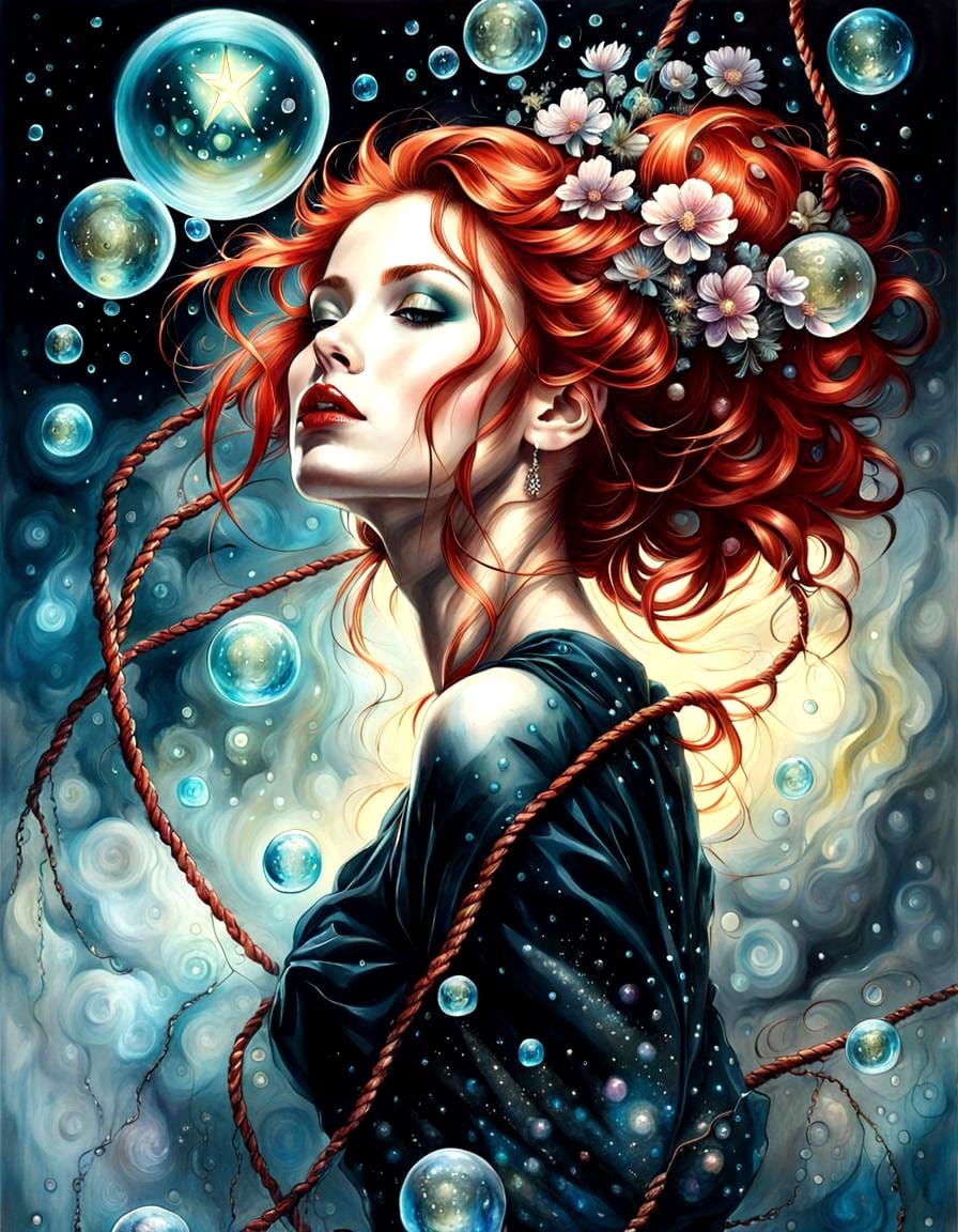 Acrobatic Woman in Starry Inkscape Painting