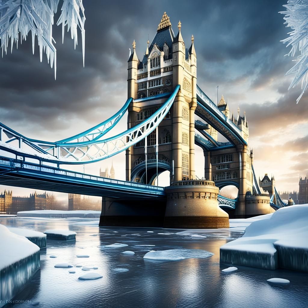 River Thames and Tower Bridge in winter