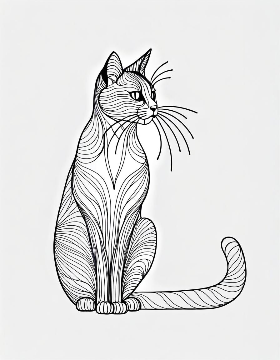 Stunning Minimalist Cat Line Art Masterpiece