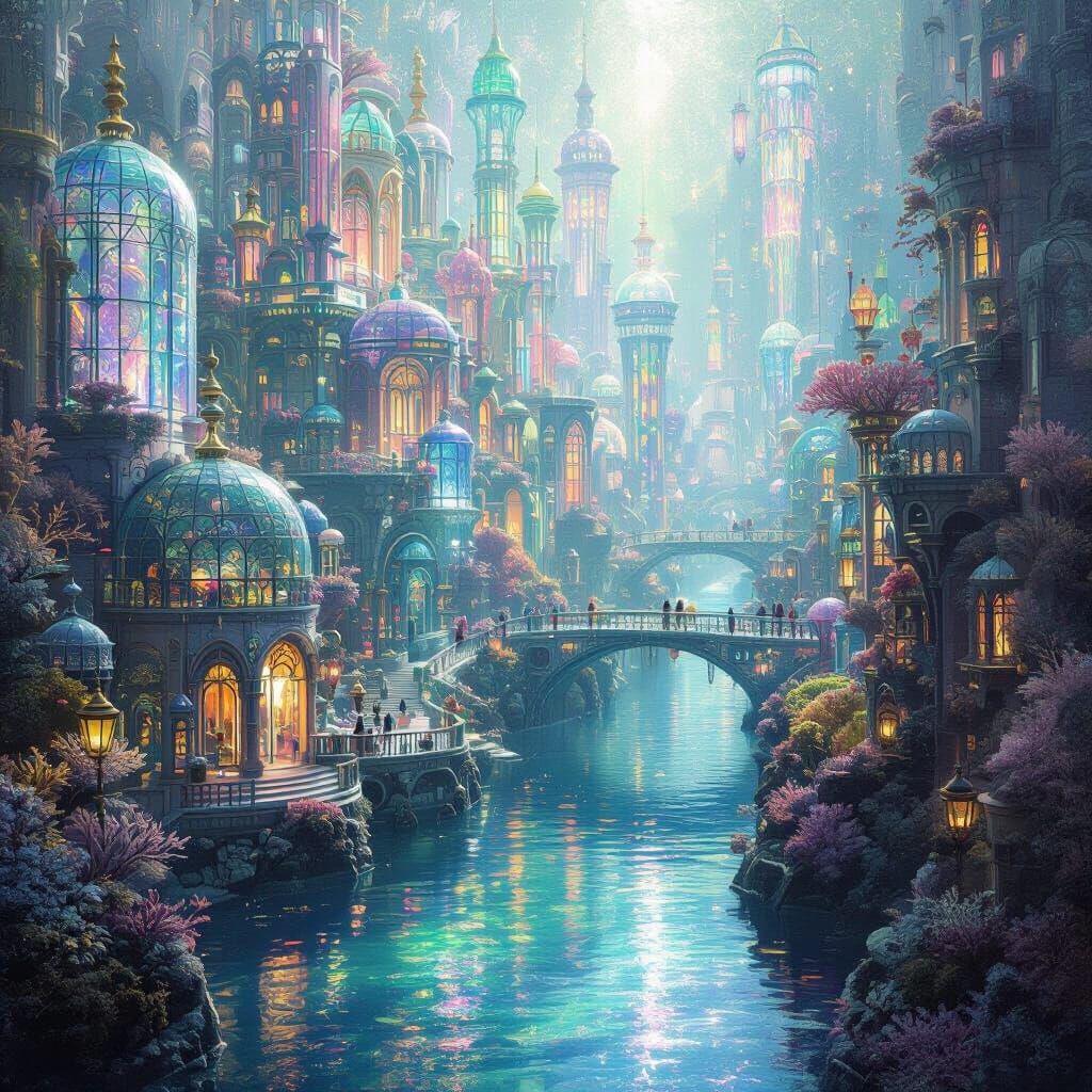 Ethereal Underwater City of Neptunia in Fantasy Style