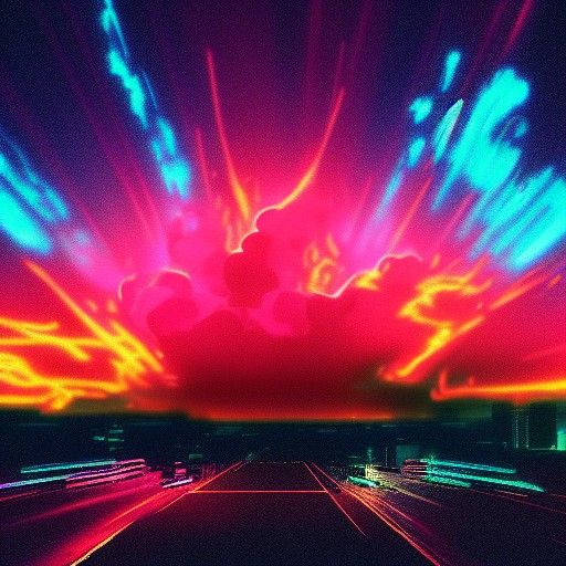 Fire Storm in Synthwave Neon Retro Style