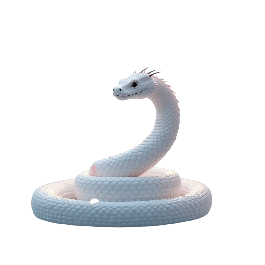 White Snake with Moon and Sakura in 3D