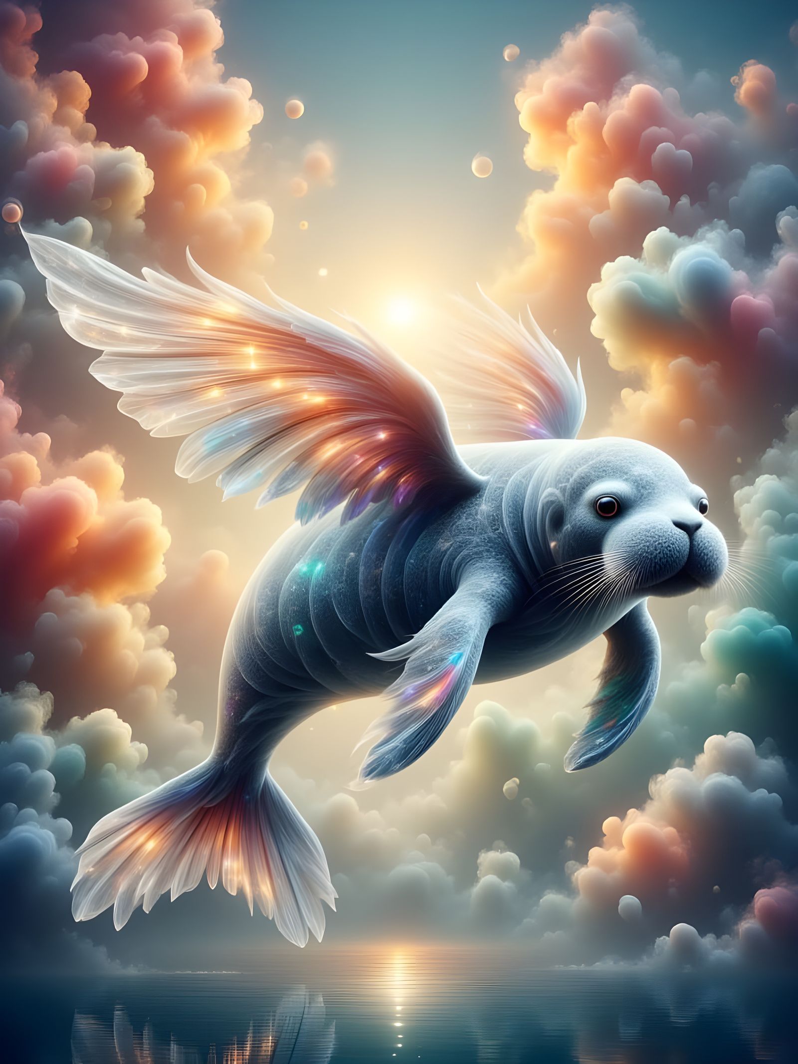 Mystical Manatee Soars Through Vibrant Morning Skies