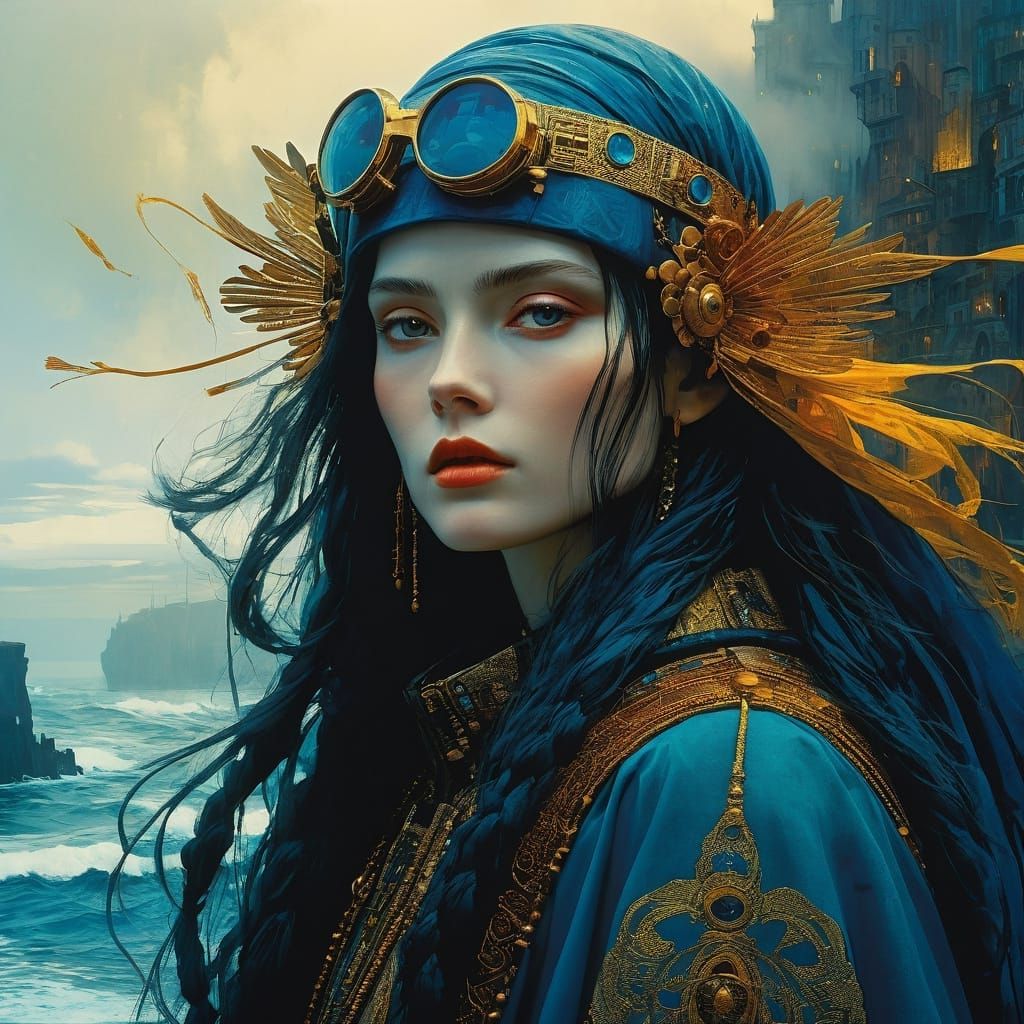 Dreamy Oceanic Landscape in Deep, Fantastical Style