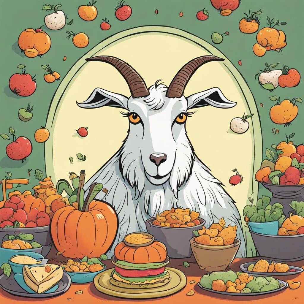 Greedy Goat Cartoon Illustration