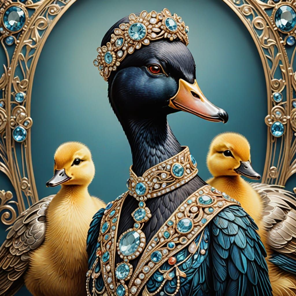 Mother Duck in Art Deco Opulence