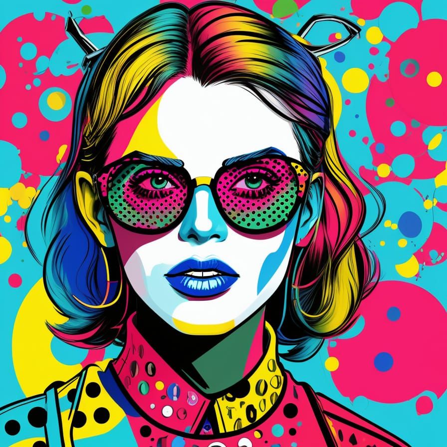 Pop Art Portrait: Woman in Sunglasses, Bold Colors